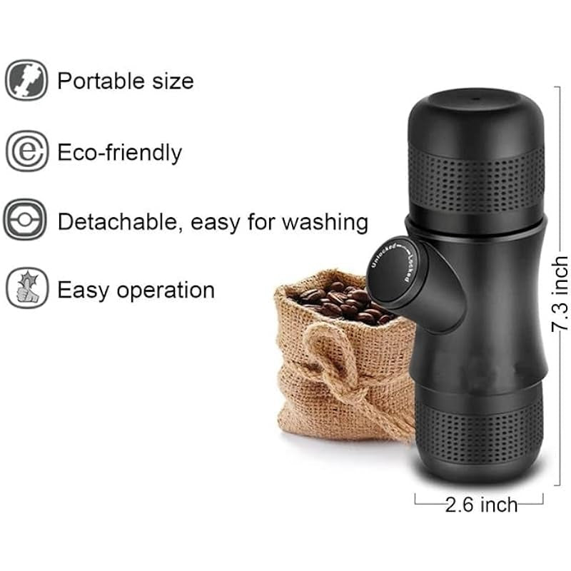 Portable mini coffee machine - 10% of sales giving back to community.